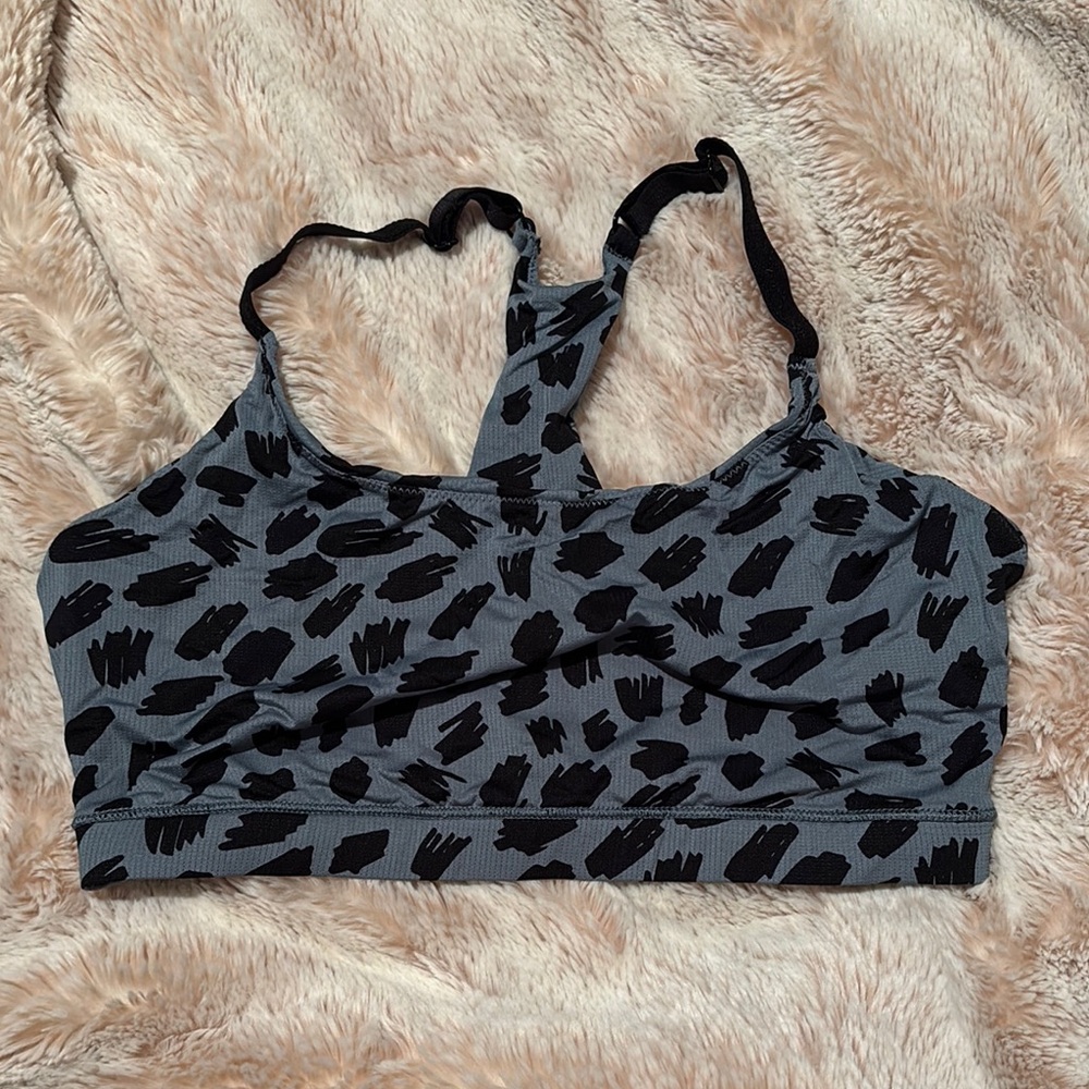 MeUndies Gray and Black Sports Bra with Leopard Print